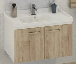 Тумба-умывальник подвесная Comforty Рига 80 дуб сонома/белый 00004139026CF, 1