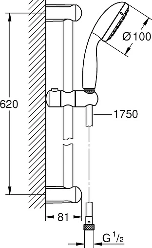 Душевая стойка Grohe Tempesta New хром 27924001 Душевая стойка Grohe Tempesta New хром 27924001