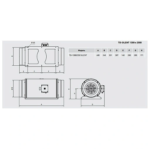 Вентилятор канальный Soler &amp; Palau TD-1300/250 Silent 3V