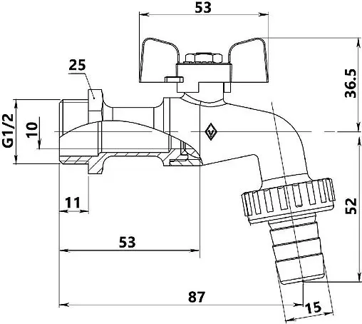 Кран шаровый со штуцером ½"н Bugatti Alaska 06880005