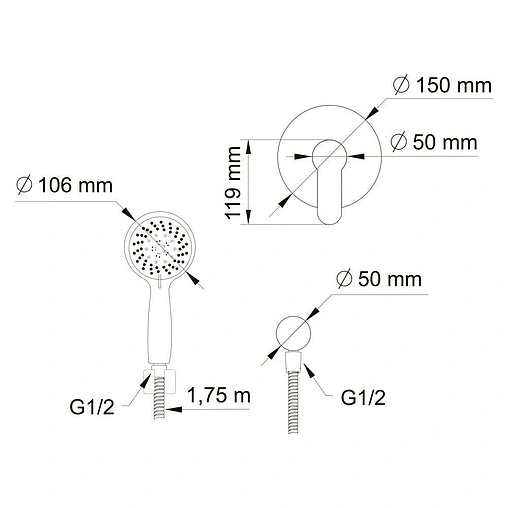Смеситель для душа скрытого монтажа Swedbe Platta хром 5531