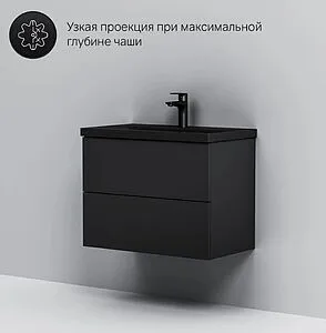 Тумба-умывальник подвесная Am.Pm Gem 75 чёрный матовый M90FHX07522BM+M90WCC0752BM Тумба-умывальник подвесная Am.Pm Gem 75 чёрный матовый M90FHX07522BM+M90WCC0752BM, 5