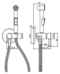 Гигиенический душ со смесителем Rossinka хром X25-51 Гигиенический душ со смесителем Rossinka хром X25-51, 2
