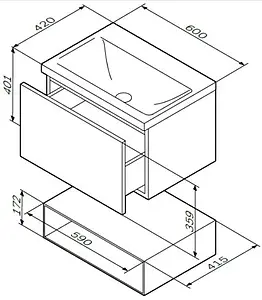 Тумба под умывальник подвесная Am.Pm Gem 60 белый M90FHX06021WG, 2