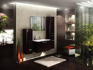 Шкаф-пенал подвесной с бельевой корзиной Aquaton Валенсия 35 R гранат 1A123803VA34R, 3