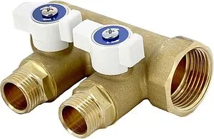 Коллектор запорный проходной 2 отвода 1"в/н x ½"н Uni-fitt 424G4220 Коллектор запорный проходной 2 отвода 1"в/н x ½"н Uni-fitt 424G4220, 1