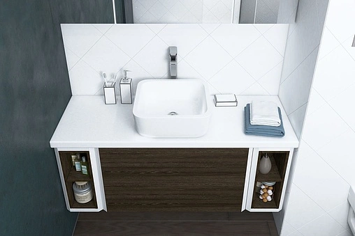 Тумба-умывальник подвесная Aquaton Брук 120 (20+80+20) дуб латте/белый Тумба-умывальник подвесная Aquaton Брук 120 (20+80+20) дуб латте/белый