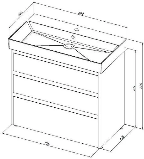 Тумба под умывальник напольная Aquanet Nova Lite 85 дуб рошелье 00302476