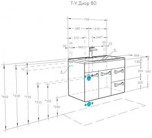 Тумба-умывальник подвесная Aquaton Диор 80 белый 1A1678K3DR010, 2