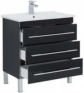 Тумба-умывальник напольная Aquanet Верона N 75 чёрный 00186288+00182319, 3