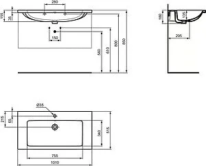 Раковина Ideal Standard i.Life S Vanity 100 белый T460301 Раковина Ideal Standard i.Life S Vanity 100 белый T460301, 2