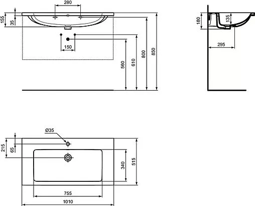 Раковина Ideal Standard i.Life S Vanity 100 белый T460301