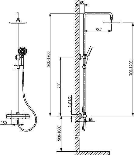 Душевая система с термостатом для душа Timo Termo хром SX-1050 color
