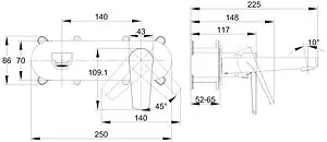 Смеситель для раковины из стены Cersanit Moduo хром 64096, 2