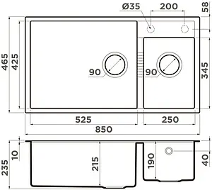 Мойка кухонная Omoikiri Tedori 85-2-U-WH белый 4993943, 2