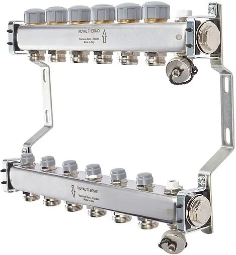 Группа коллекторная без расходомеров 2 отвода 1&quot;в/в x ¾&quot;ек Royal Thermo RTE 51.102