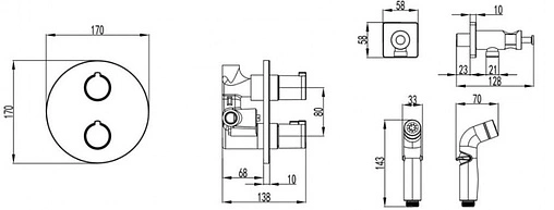 Гигиенический душ со смесителем Lemark Yeti хром LM7819C