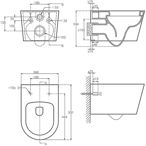 Унитаз подвесной безободковый Hansmann keramik Round белый УНИ0002