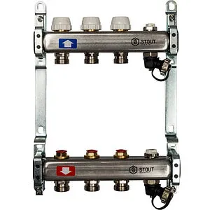 Группа коллекторная без расходомеров 6 отводов 1&quot;в/в x ¾&quot;ек Stout SMS-0932-000006, 1