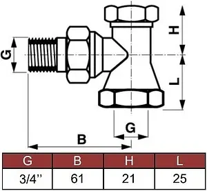 Вентиль запорный угловой ¾" в/н Comap 428206 Вентиль запорный угловой ¾" в/н Comap 428206, 2