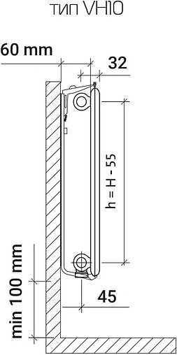 Радиатор стальной панельный Royal Thermo VENTIL HYGIENE тип 10 300 x 1900 мм Bianco Traffico VH10-300-1900/9016