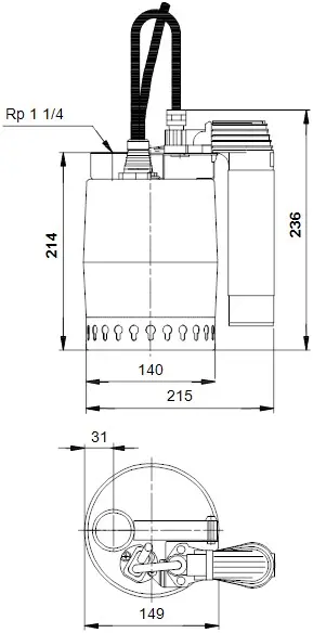 Насос дренажный Q=8.5м³/ч H=5.5м Grundfos UNILIFT KP 150-AV1 011H1900 Насос дренажный Q=8.5м³/ч H=5.5м Grundfos UNILIFT KP 150-AV1 011H1900, 2