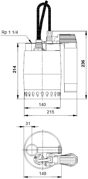 Насос дренажный Q=8.5м³/ч H=5.5м Grundfos UNILIFT KP 150-AV1 011H1900