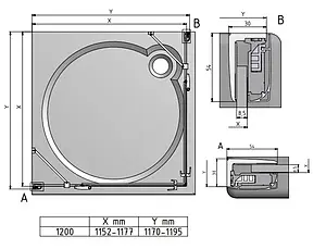 Душевое ограждение 1200x1200мм прозрачное стекло Roltechnik Hitech Line HBO1+HBO1/1200*1200 284-1200000-06-02+284-1200000-06-02 Душевое ограждение 1200x1200мм прозрачное стекло Roltechnik Hitech Line HBO1+HBO1/1200*1200 284-1200000-06-02+284-1200000-06-02, 3