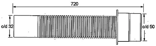 Слив гофрированный Mc Alpine 32x50мм L=720мм MRF1