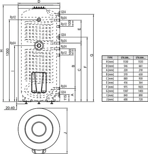 Бойлер комбинированного нагрева Hajdu STA 300C2 E (65 кВт) 2112631400
