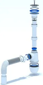 Сифон бутылочный для раковины Ани Пласт белый C1005 Сифон бутылочный для раковины Ани Пласт белый C1005, 3