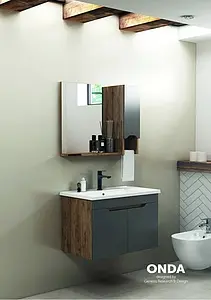 Тумба-умывальник подвесная ISVEA Onda 80 антрацит/орех 24ONS075080I Тумба-умывальник подвесная ISVEA Onda 80 антрацит/орех 24ONS075080I, 5