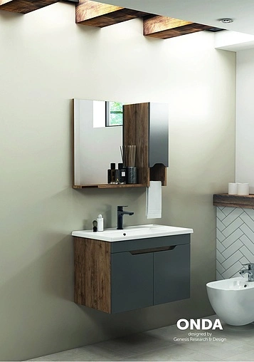 Тумба-умывальник подвесная ISVEA Onda 80 антрацит/орех 24ONS075080I