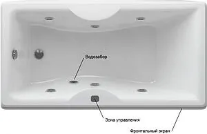 Ванна акриловая с гидромассажем Aquatek Феникс 170x75 L с фронтальной панелью, с каркасом (разборный), с гидромассажем (пневмоуправление) FEN170-0000089, 3