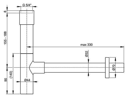 Сифон бутылочный для раковины AlcaPlast хром A402