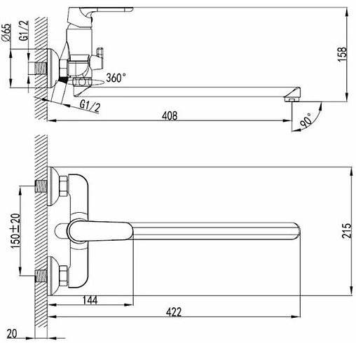 Смеситель для ванны с длинным изливом SMARTsant Афалина белый/хром SM233502AW Смеситель для ванны с длинным изливом SMARTsant Афалина белый/хром SM233502AW