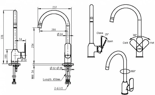 Смеситель для кухни Bravat Louise хром F7191183CP-RUS
