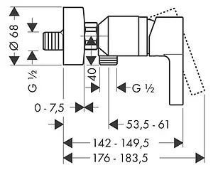 Смеситель для душа Hansgrohe Metris S хром 31660000 Смеситель для душа Hansgrohe Metris S хром 31660000, 2