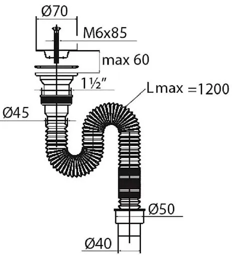 Сифон гофрированный для мойки VIRPlast Элит 30980632 Сифон гофрированный для мойки VIRPlast Элит 30980632