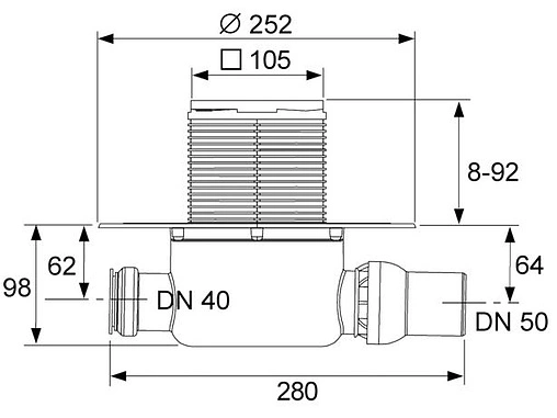Трап горизонтальный Set TECEdrainpoint S 150x150мм KDP-N50 Трап горизонтальный Set TECEdrainpoint S 150x150мм KDP-N50