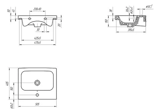 Раковина Cersanit Colour 50 белый S-UM-COL50/1-w
