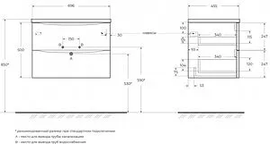 Тумба-умывальник подвесная BelBagno ACQUA 70 Bianco Lucido ACQUA-700-2C-SO-BL+BB700/455-LV-MR-ALR Тумба-умывальник подвесная BelBagno ACQUA 70 Bianco Lucido ACQUA-700-2C-SO-BL+BB700/455-LV-MR-ALR, 2