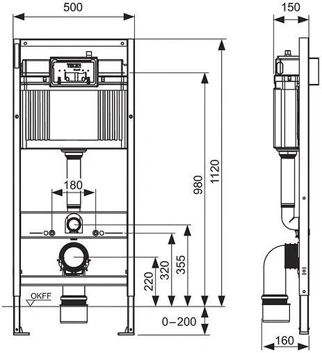 Инсталляция для подвесного унитаза Set 4 в 1 TECEbase kit 2.0 9400405 с кнопкой TECEambia хром