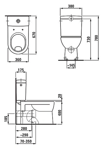 Унитаз-компакт Laufen Pro Rimless белый 8.2495.9.000.000.1+8.2695.0.000.278.1