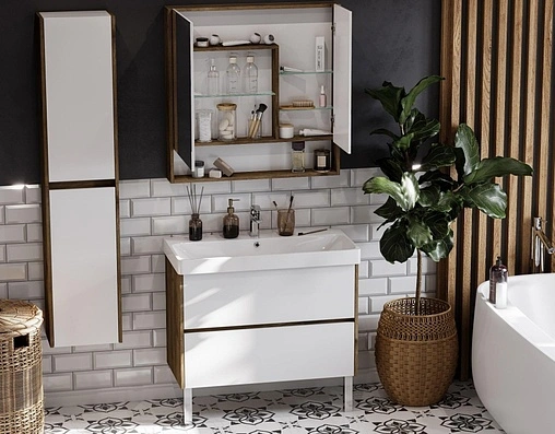 Тумба-умывальник Aquaton Сканди 90 белый/дуб рустикальный 1A2519K0SDZ90