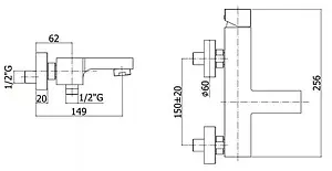 Смеситель для ванны Paffoni Elle чёрный матовый EL022NO Смеситель для ванны Paffoni Elle чёрный матовый EL022NO, 2