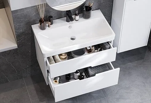 Тумба под умывальник подвесная Aquaton Оливия 80 белый матовый 1A283101OL010