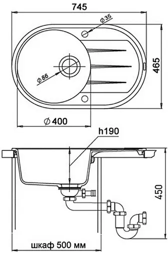 Мойка кухонная Ewigstein Elegant E-R50F черный