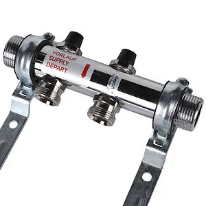 Группа коллекторная без расходомеров 2 отвода 1&quot;н/н x ¾&quot;ек Rehau HKV 12180211001, 5