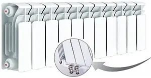 Радиатор биметаллический 11 секций нижнее правое подключение Rifar Base Ventil 200 RBVR20011, 1